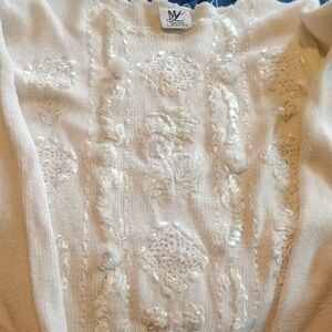 Vintage White Embellished Women's Sweater